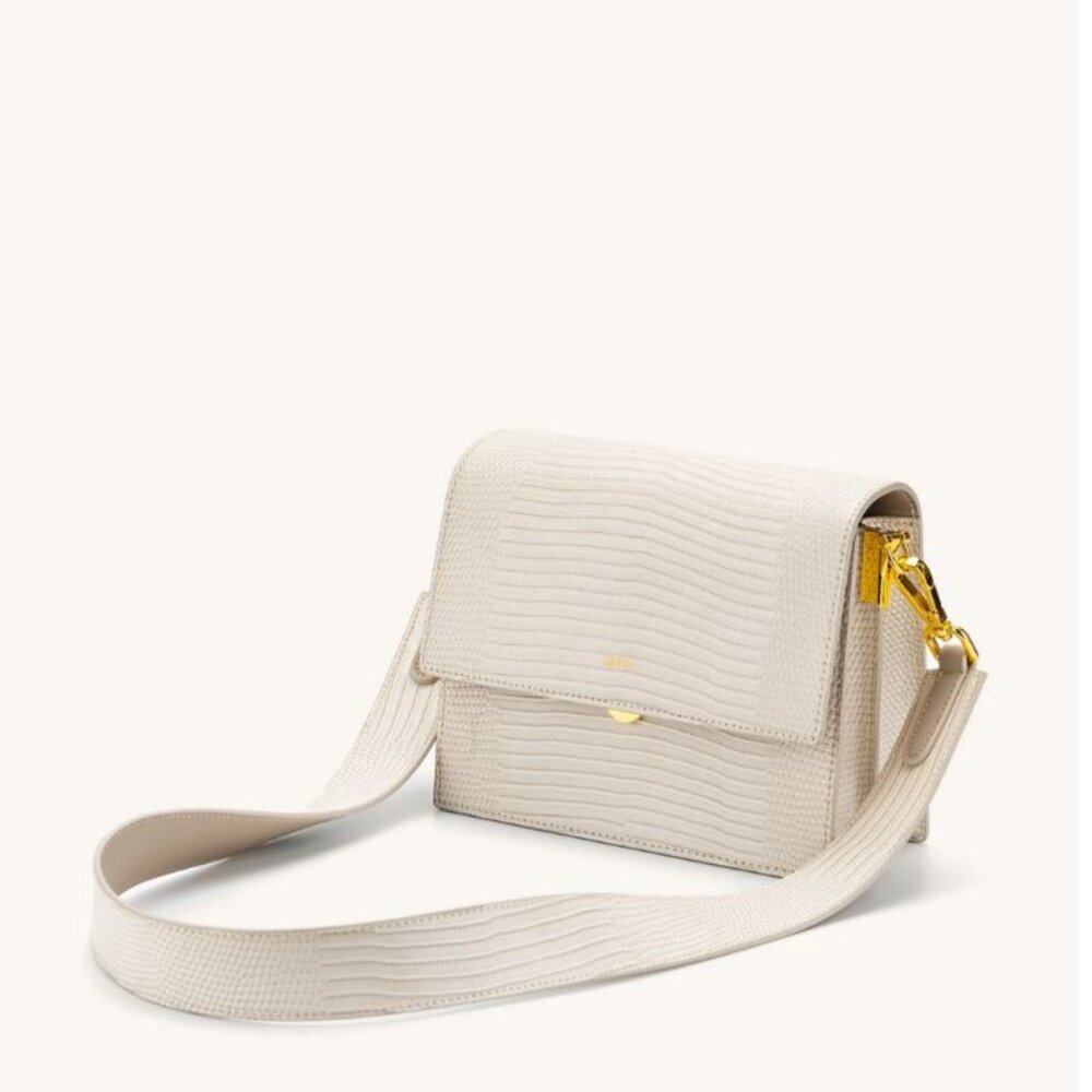 NWT | JW Pei | Mini Flap Croc Embossed Shoulder Bag | Ivory Lizard